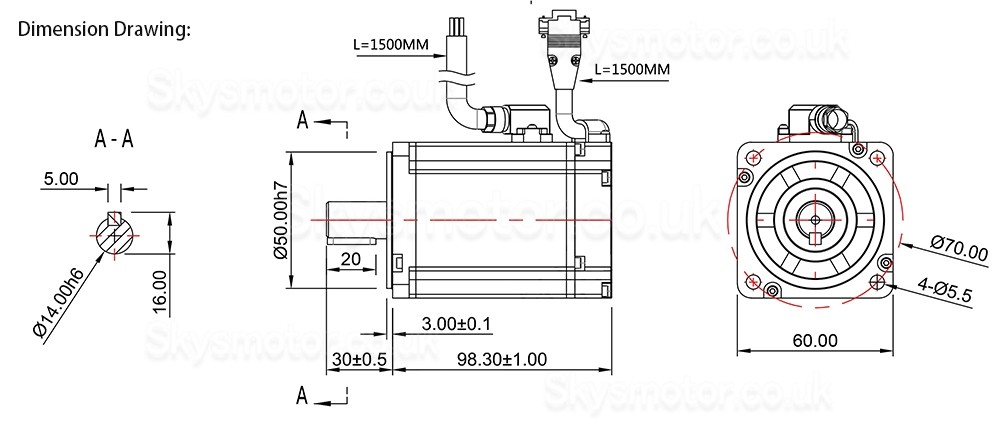 0.4KW 48V DC Servo Motor & Driver Kit 60ASM4001024C+MCAC825 1.27N.m 60 x 60mm with 1024 Lines Magnetic Encoder